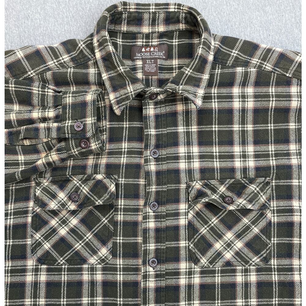 Moose Creek Shirt Men XL Tall Plaid 100% Cotton Flannel Button Up Heavy Weight